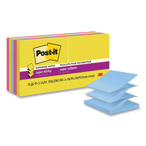Image of Post-it® Pop-up Notes Super Sticky R330-10SSJOY Pop-up Notes Summer Joy Collection Colors, 3" x 3", Assorted Colors, 90 Sheets/Pad, 10 Pads/Pack