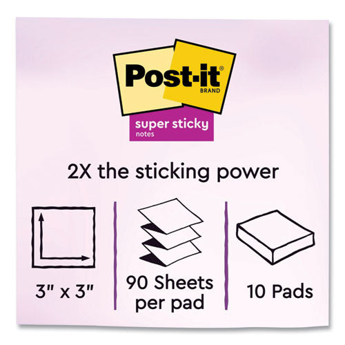 Image of Post-it® Notes Super Sticky 622-8SSJOY Pads in Summer Joy Collection Colors, 1.88" x 1.88", 90 Sheets/Pad, 8 Pads/Pack