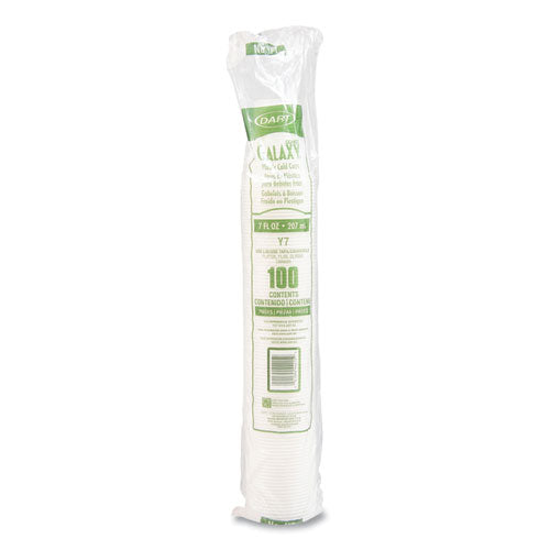 Image of Dart® Y7 High-Impact Polystyrene Cold Cups, 7 oz, Plastic, Translucent, 100/Pack