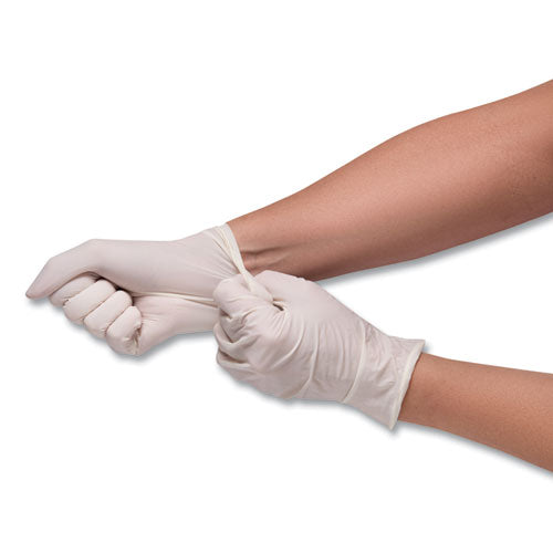 Image of SemperCare® SCVNP103 Stretch Vinyl Examination Gloves, Powder-Free, Medium, 5 mil Thick, 9.45" Long, Cream, 100/Box