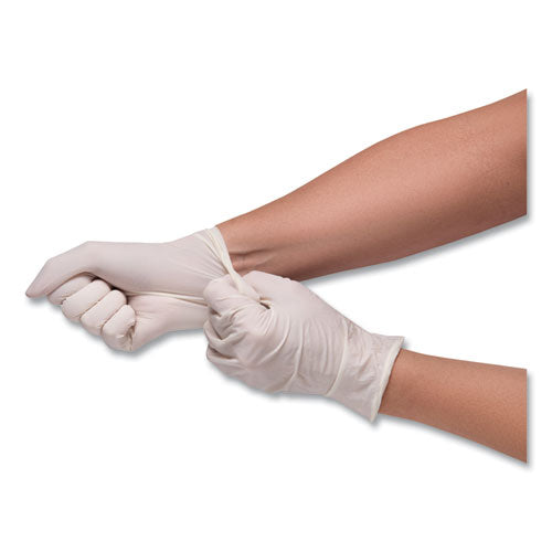 Image of SemperCare® SCVNP104 Stretch Vinyl Examination Gloves, Powder-Free, Large, 5 mil Thick, 9.45" Long, Cream, 100/Box, 10 Boxes/Carton