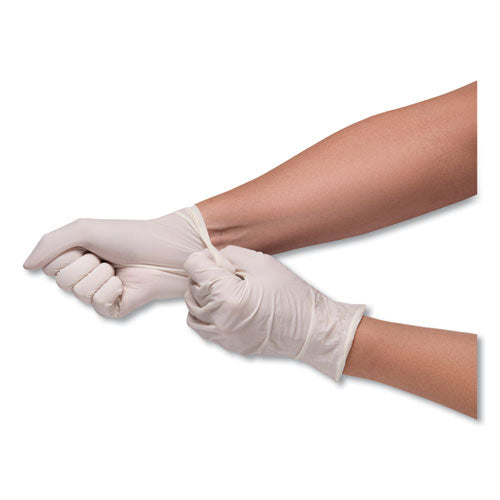 Image of SemperCare® SCVNP103 Stretch Vinyl Examination Gloves, Powder-Free, Medium, 5 mil Thick, 9.45" Long, Cream, 100/Box, 10 Boxes/Carton