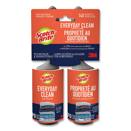 Image of Scotch-Brite 7100278673 Everyday Clean Lint Roller, 70 Sheets/Roll, 2/Pack