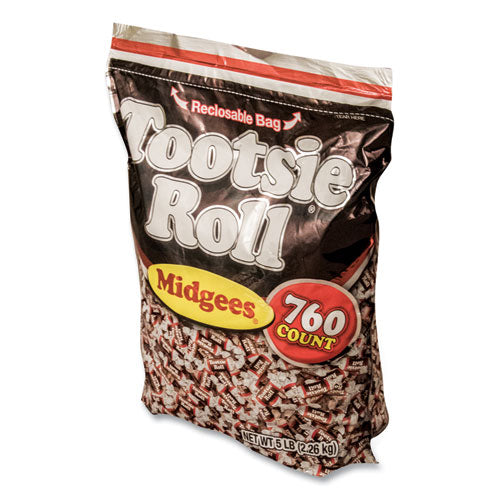 Image of Tootsie Roll® OFXSN884580 Midgees, Chocolate, 5 lb Bag, 760 Pieces
