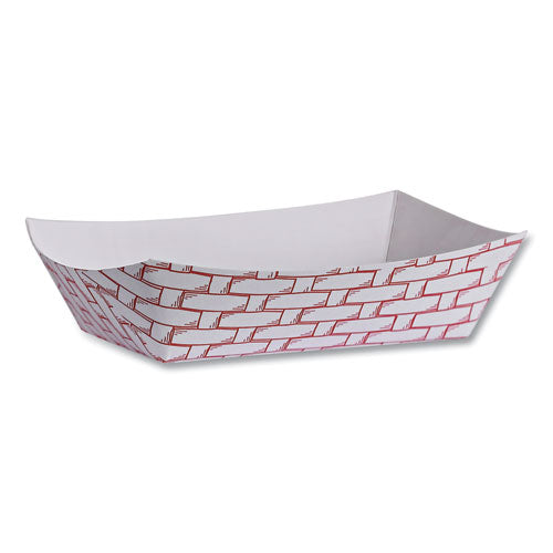 Image of Boardwalk® BWK30LAG040 Paper Food Baskets, 6 oz Capacity, 3.78 x 4.3 x 1.08, Red/White, 1,000/Carton