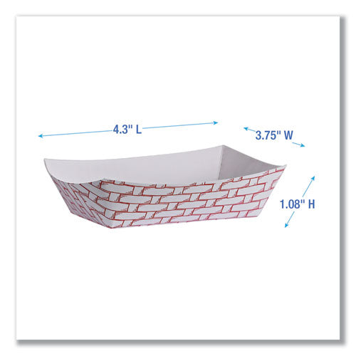 Image of Boardwalk® BWK30LAG040 Paper Food Baskets, 6 oz Capacity, 3.78 x 4.3 x 1.08, Red/White, 1,000/Carton
