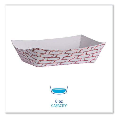Image of Boardwalk® BWK30LAG040 Paper Food Baskets, 6 oz Capacity, 3.78 x 4.3 x 1.08, Red/White, 1,000/Carton