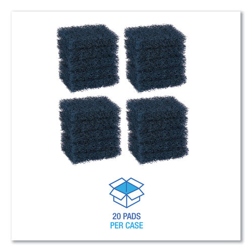 Image of Boardwalk® 88BWK HD Extra Heavy-Duty Scouring Pad, 3.5 x 5, Dark Blue, 20/Carton