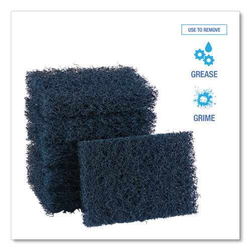 Image of Boardwalk® 88BWK HD Extra Heavy-Duty Scouring Pad, 3.5 x 5, Dark Blue, 20/Carton