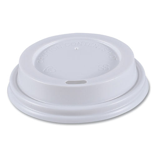 Image of Boardwalk® BWKHOTWH8 Hot Cup Lids, Fits 8 oz Hot Cups, Plastic, White, 50/Sleeve, 20 Sleeves/Carton