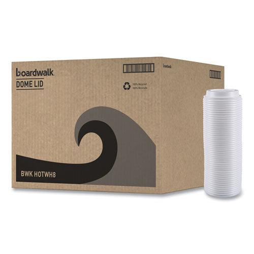 Image of Boardwalk® BWKHOTWH8 Hot Cup Lids, Fits 8 oz Hot Cups, Plastic, White, 50/Sleeve, 20 Sleeves/Carton