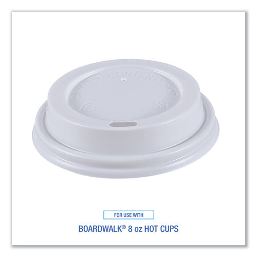 Image of Boardwalk® BWKHOTWH8 Hot Cup Lids, Fits 8 oz Hot Cups, Plastic, White, 50/Sleeve, 20 Sleeves/Carton