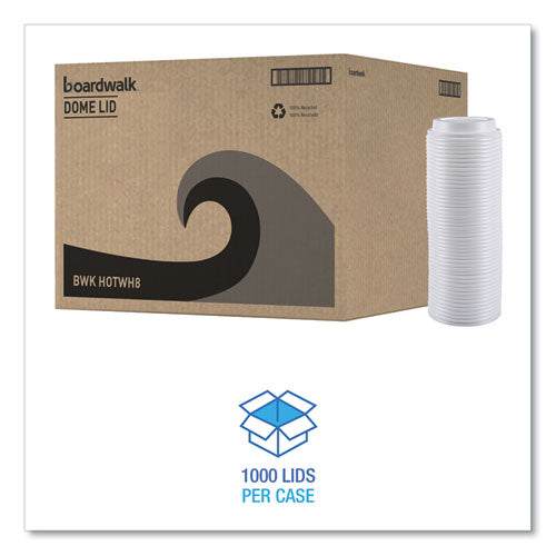 Image of Boardwalk® BWKHOTWH8 Hot Cup Lids, Fits 8 oz Hot Cups, Plastic, White, 50/Sleeve, 20 Sleeves/Carton