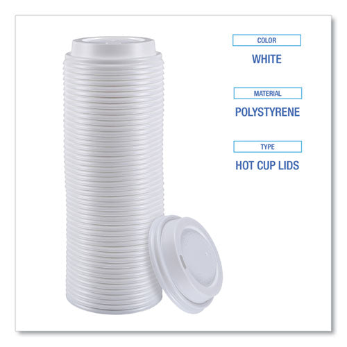 Image of Boardwalk® BWKHOTWH8 Hot Cup Lids, Fits 8 oz Hot Cups, Plastic, White, 50/Sleeve, 20 Sleeves/Carton