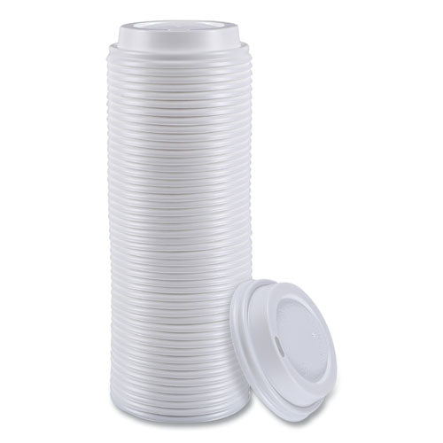 Image of Boardwalk® BWKHOTWH8 Hot Cup Lids, Fits 8 oz Hot Cups, Plastic, White, 50/Sleeve, 20 Sleeves/Carton