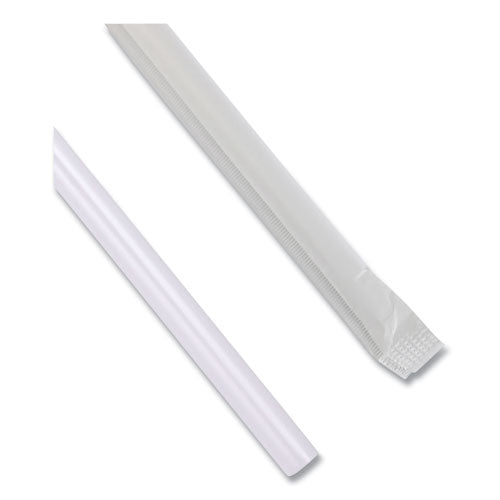 Image of Boardwalk® BWKJSTW775CLR Wrapped Jumbo Straws, 7.75", Polypropylene, Clear, 500/Pack, 24 Packs/Carton