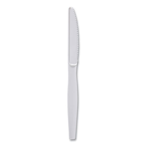 Image of Boardwalk® BWKKNIFEHW Heavyweight Polystyrene Cutlery, Knife, Plastic, White, 1,000/Carton