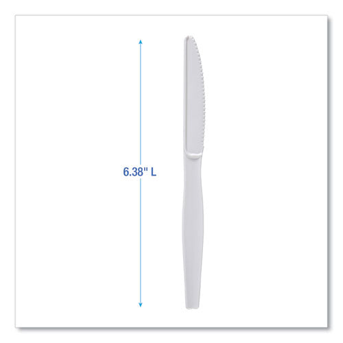 Image of Boardwalk® BWKKNIFEHW Heavyweight Polystyrene Cutlery, Knife, Plastic, White, 1,000/Carton