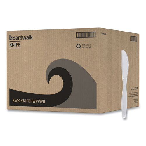 Image of BoardwalkÂ® Heavyweight Polypropylene Cutlery, Knife, Plastic, White, 1,000/Carton