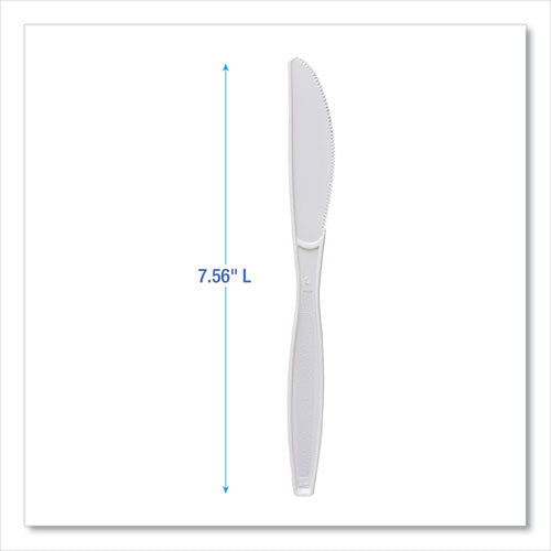 Image of BoardwalkÂ® Heavyweight Polypropylene Cutlery, Knife, Plastic, White, 1,000/Carton