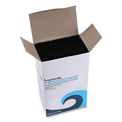 Image of Boardwalk® BWKSLSTUBL Cocktail Straws, 8", Polypropylene, Black, 500/Pack, 10 Packs/Carton