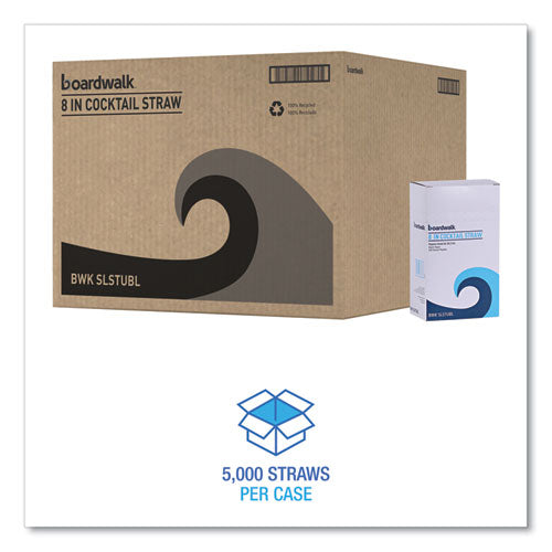 Image of Boardwalk® BWKSLSTUBL Cocktail Straws, 8", Polypropylene, Black, 500/Pack, 10 Packs/Carton