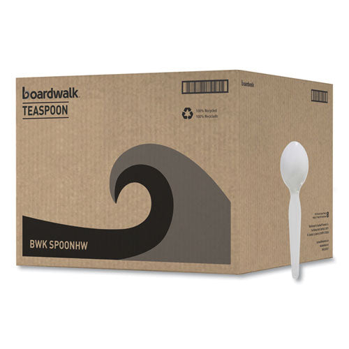 Image of Boardwalk® BWKSPOONHW Heavyweight Polystyrene Cutlery, Spoon, Plastic, White, 1,000/Carton