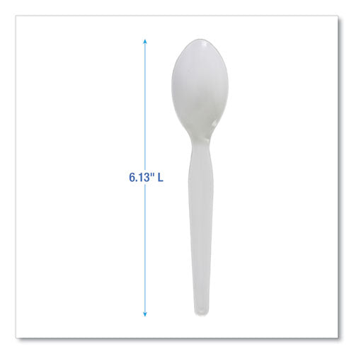 Image of Boardwalk® BWKSPOONHW Heavyweight Polystyrene Cutlery, Spoon, Plastic, White, 1,000/Carton