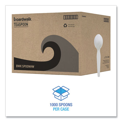 Image of Boardwalk® BWKSPOONHW Heavyweight Polystyrene Cutlery, Spoon, Plastic, White, 1,000/Carton