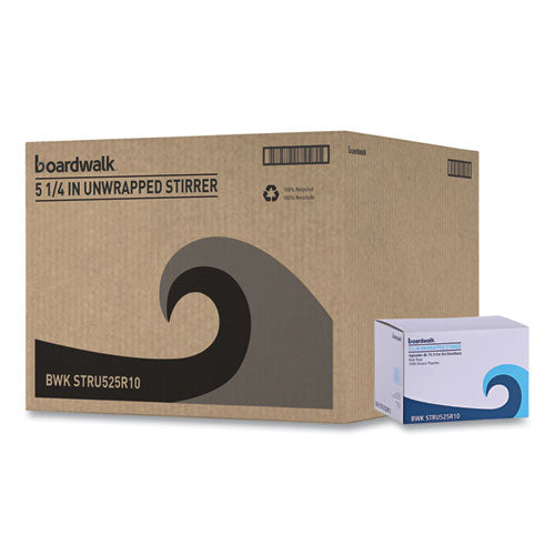 Image of Boardwalk® BWKSTRU525R10 Single-Tube Stir-Straws,5.25", Polypropylene, Red, 1,000/pack, 10 Packs/carton