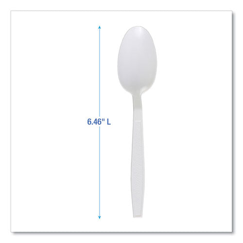 Image of Boardwalk® BWKTEAHWPPWH Heavyweight Polypropylene Cutlery, Spoon, Plastic, White, 1,000/Carton