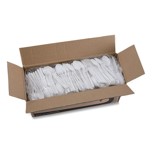 Image of Boardwalk® BWKTEAHWPPWH Heavyweight Polypropylene Cutlery, Spoon, Plastic, White, 1,000/Carton