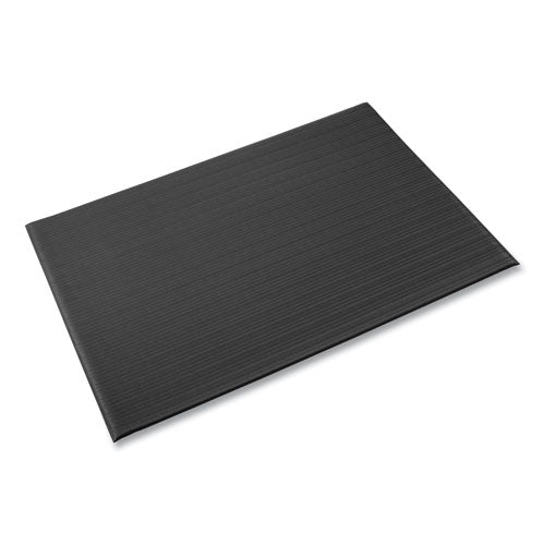 Image of Crown FL 3612BK Ribbed Vinyl Anti-Fatigue Mat, Rectangular, Black Ribbed Surface, 36" x 12 ft