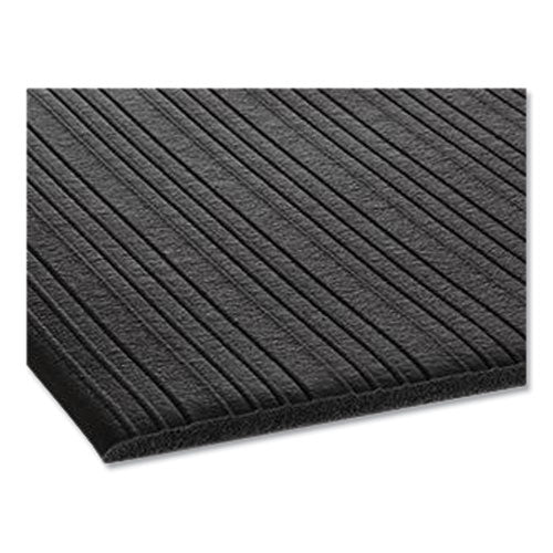 Image of Crown FL 3612BK Ribbed Vinyl Anti-Fatigue Mat, Rectangular, Black Ribbed Surface, 36" x 12 ft