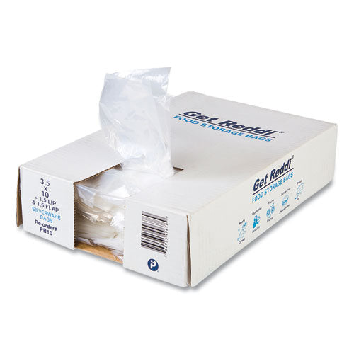 Image of Inteplast Group PB10 Silverware Bags, 3.5" x 1.5" x 10", Clear, 2,000/Carton