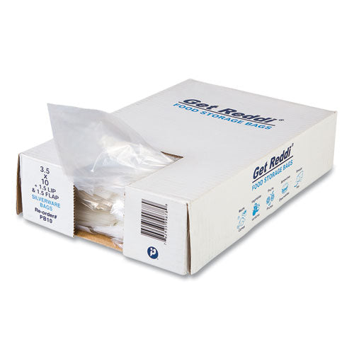 Image of Inteplast Group PB10 Silverware Bags, 3.5" x 1.5" x 10", Clear, 2,000/Carton