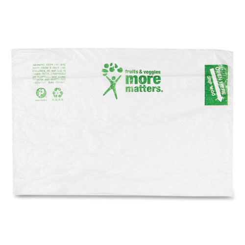 Image of Inteplast Group PHMORE15NS Produce Bags, Fruits and Veggies - More Matters Labeling, 0.35 mil, 10" x 15", Clear, 1,400 Bags/Roll, 4 Rolls/Carton