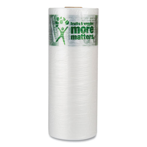 Image of Inteplast Group PHMORE20NS Produce Bags, Fruits and Veggies - More Matters Labeling, 0.35 mil, 12" x 20", Clear, 875 Bags/Roll, 4 Rolls/Carton