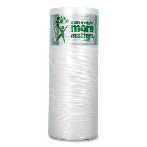 Image of Inteplast Group PHMORE20NS Produce Bags, Fruits and Veggies - More Matters Labeling, 0.35 mil, 12" x 20", Clear, 875 Bags/Roll, 4 Rolls/Carton