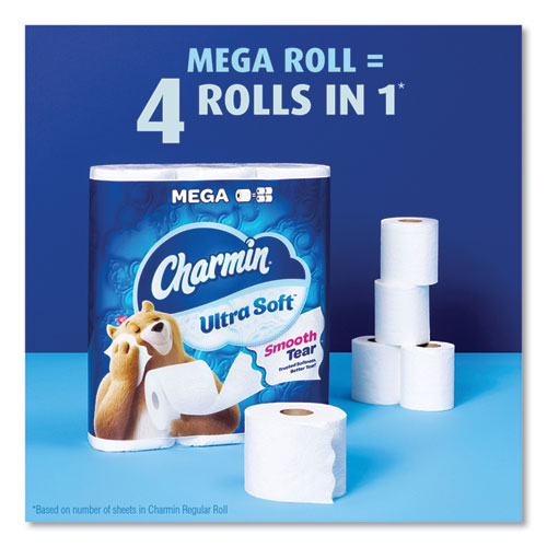Image of Charmin® 80835936 Ultra Soft Bathroom Tissue, Mega Roll, Septic Safe, 2-Ply, White, 208 Sheets/Roll, 4 Rolls/Pack, 8 Packs/Carton
