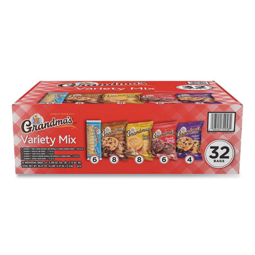 Image of Grandma's® FRI73977 Cookies Variety Tray, Assorted Flavors, (6) 3.25 oz, (26) 2.5 oz, 32 Bags/Carton
