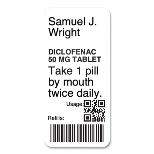 Image of DYMO® 2187918 LW Durable Labels, Medical Prescription Label, 1" x 2.13", White, 500 Labels/Roll
