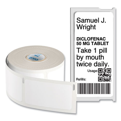 Image of DYMO® 2187918 LW Durable Labels, Medical Prescription Label, 1" x 2.13", White, 500 Labels/Roll