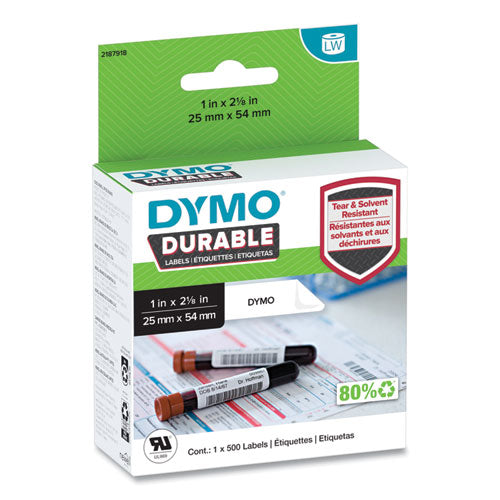 Image of DYMO® 2187918 LW Durable Labels, Medical Prescription Label, 1" x 2.13", White, 500 Labels/Roll