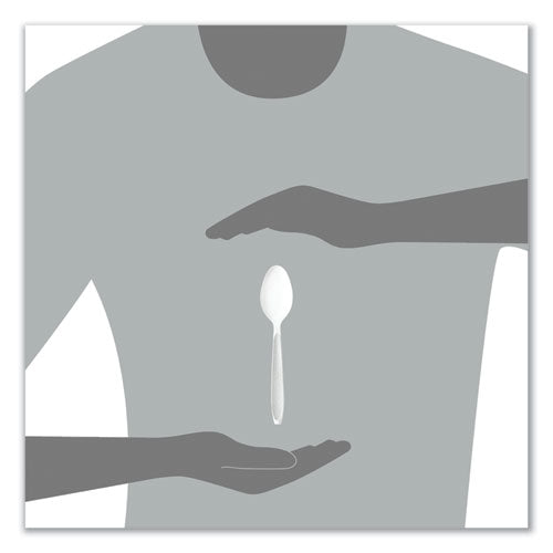 Image of SOLO® HSWTX-0007 Impress Heavyweight Full-Length Polystyrene Cutlery, Spoon, Plastic, White, 100/Box, 10 Boxes/Carton
