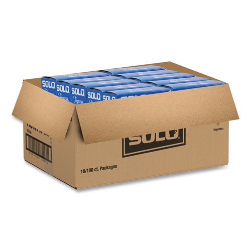 Image of SOLO® HSWFX-0007 Impress Heavyweight Full-Length Polystyrene Cutlery, Fork, Plastic, White, 100/Box, 10 Boxes/Carton