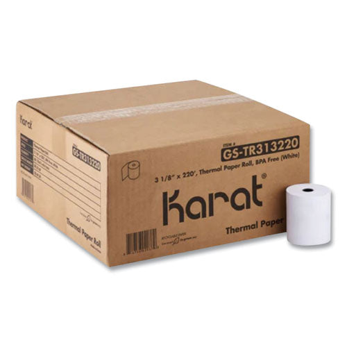 Image of Karat® GS-TR313220 Thermal Paper Rolls, 3.13" x 220 ft, White, 50 Rolls/Carton
