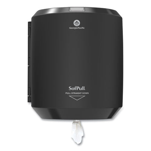 Image of Georgia Pacific® Professional 58204B SofPull CenterPull Hand Towel Dispenser, 9.63 x 8.88 x 10.94, Black