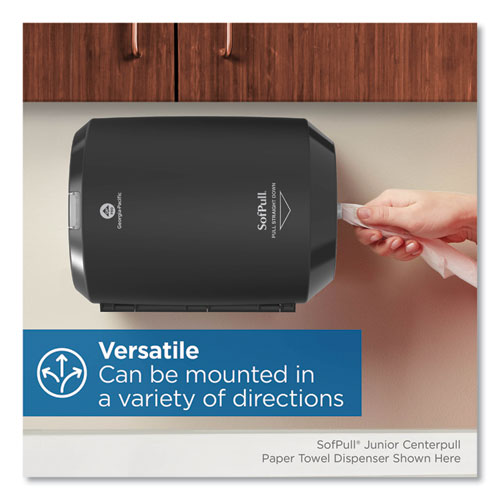 Image of Georgia Pacific® Professional 58204B SofPull CenterPull Hand Towel Dispenser, 9.63 x 8.88 x 10.94, Black