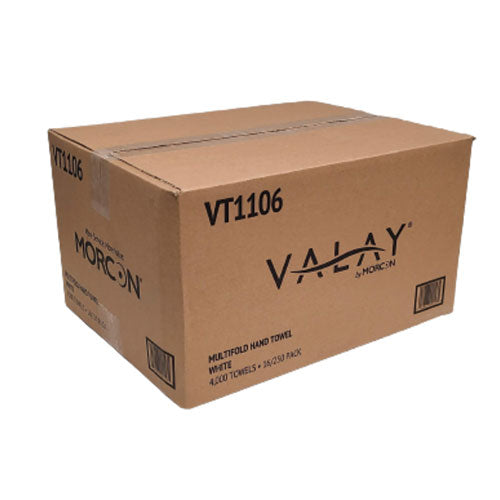 Image of Morcon Tissue VT1106 Valay Multi-Fold Towels, 1-Ply, 9.05 x 9.25, White, 250/Pack, 16 Packs/Carton